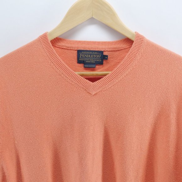 Pendleton Orange Mens V Neck Knit Pullover‎ Sweater Size Medium - Picture 2 of 7